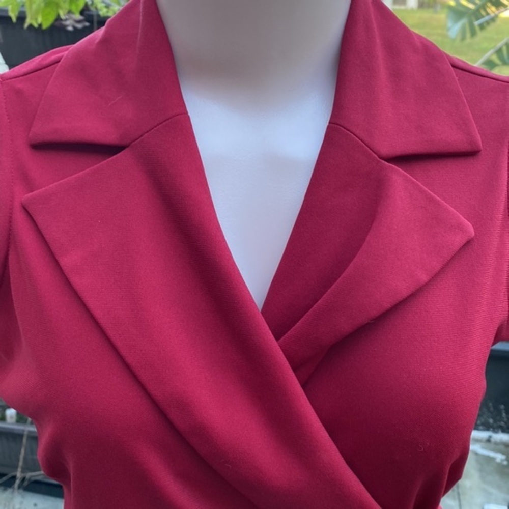 Vintage Y2K Express Faux Wrap Collared Ruched Sheath Dress 1/2 - Picture 5 of 6